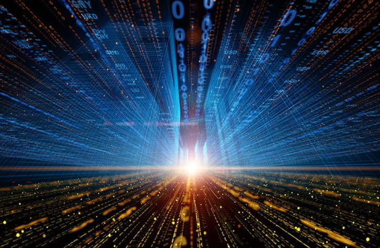 Financial Concept. Binary code. Blue Gold binary code